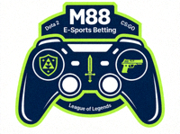 Logo game controller sebagai simbol taruhan E-Sports seperti Dota 2, League of Legends, dan CS:GO di M88